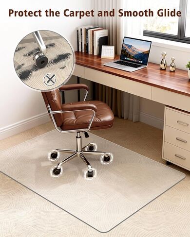 سجادة كرسي مكتب صلبة متجمدة للسجاد ذو الوبر العالي والأرضيات الصلبة، 32 بوصة × 47.2 بوصة، سجادة كرسي كمبيوتر متدحرجة مضادة للانزلاق، وسادة كرسي شديدة التحمل تحت المكتب، واقي أرضية بالسجاد للمنزل، قطعة واحدة in Kuwait