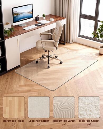 سجادة كرسي مكتب صلبة متجمدة للسجاد ذو الوبر العالي والأرضيات الصلبة، 32 بوصة × 47.2 بوصة، سجادة كرسي كمبيوتر متدحرجة مضادة للانزلاق، وسادة كرسي شديدة التحمل تحت المكتب، واقي أرضية بالسجاد للمنزل، قطعة واحدة in Kuwait
