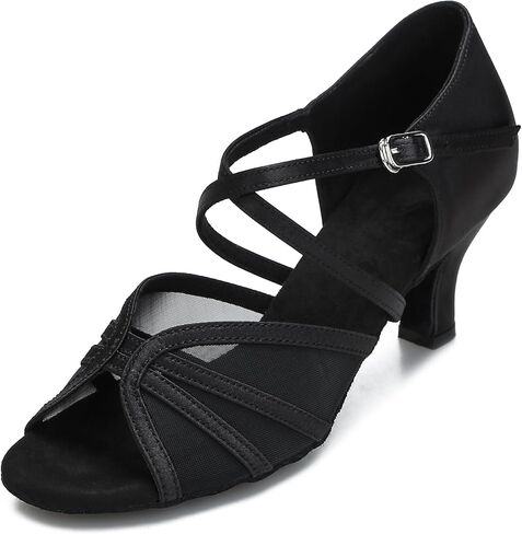 Women's Ballroom Dance Shoes Latin Salsa Dancing Shoes Cross Strap 2.5inch Heel 3inch Heel ZB04 in Saudi Arabia