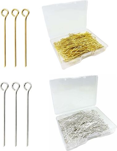 Hot 300 Pcs 1.6 Inch 304 Stainless Steel Open Eye Pins Headpins for Jewelry Necklace Making, (Silver) in Kuwait