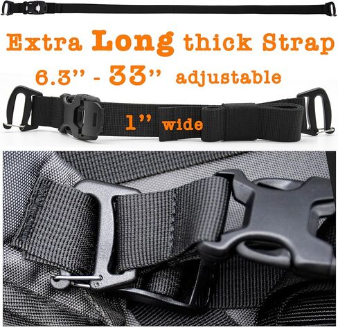 أحزمة ظهر طويلة قابلة للتعديل بطول 83.88 سم مع إبزيم سريع الفك، ملحق شديد التحمل، إضافة إلى أشرطة ربط لأسفل لحقيبة النوم، والخيمة، وحصيرة اليوجا، والمشي لمسافات طويلة، وركوب الدراجات، والأمتعة - عبوتان باللون الأسود in Kuwait