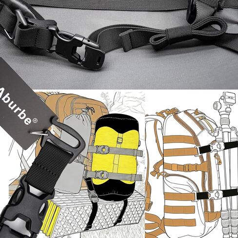 أحزمة ظهر طويلة قابلة للتعديل بطول 83.88 سم مع إبزيم سريع الفك، ملحق شديد التحمل، إضافة إلى أشرطة ربط لأسفل لحقيبة النوم، والخيمة، وحصيرة اليوجا، والمشي لمسافات طويلة، وركوب الدراجات، والأمتعة - عبوتان باللون الأسود in Kuwait