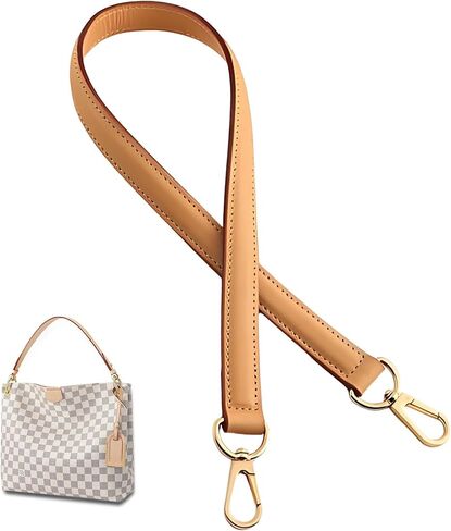 أحزمة كتف بديلة من جلد Vachetta الأصلي وأشرطة كتف قصيرة مناسبة لحقائب Hobo Speedy25/30 Alma Dauphine Pochette Neno وحقائب متعددة (شمع العسل، العرض: 0.7 بوصة طول: 24.8 بوصة) in Kuwait