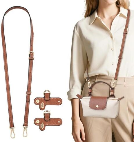 TiMOVO Leather Mini Bag Shoulder Strap Replacement for Longchamp, Adjustable Crossbody Strap with Buckle in Saudi Arabia