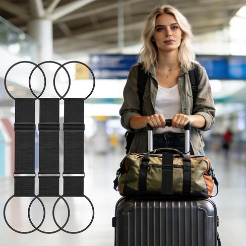 3PCS Luggage Straps,Adjustable Luggage Connector Straps with Heavy-Duty Elastic Belt to Connect Two Suitcases,Add a Bag Luggage Belt,Luggage Accessories for Travel for Securing Carry-On&Bag Essentials in Saudi Arabia