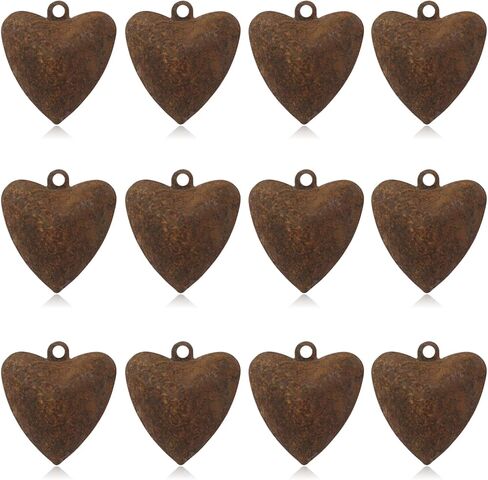 20PCS Heart Shaped Metal Bells Party Holiday Bells Christmas Tree Decorations Wedding Decorations Vintage Farmhouse Autumn Style in Saudi Arabia