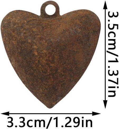 20PCS Heart Shaped Metal Bells Party Holiday Bells Christmas Tree Decorations Wedding Decorations Vintage Farmhouse Autumn Style in Saudi Arabia