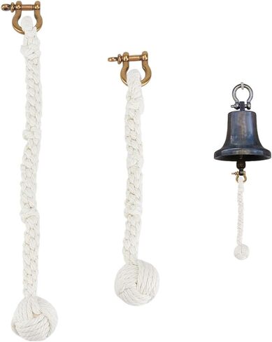 White Oceans Rope Bell Pull, 2pcs Cotton Bell Pendant Decoration with Alloy Clasps, Handmade Rope Keychain Small Rustic Bells Kont for Keychain Christmas Home Decor Gifts in Saudi Arabia