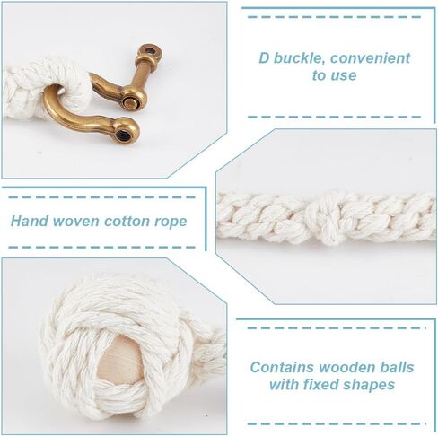 White Oceans Rope Bell Pull, 2pcs Cotton Bell Pendant Decoration with Alloy Clasps, Handmade Rope Keychain Small Rustic Bells Kont for Keychain Christmas Home Decor Gifts in Saudi Arabia