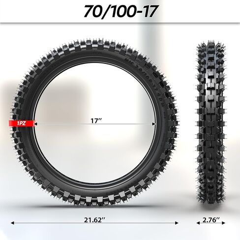 1PZ KLS-Y9Z 70/100-17 2.75-17 إطار وأنبوب داخلي لـ KLX125 KLX140 KX85 TTR125 YZ80 YZ85 RM80 CR80 CT90 DRZ125 TaoTao DB17 Apollo RFZX18 Coolster Dirt Pit Bike Off Road Motocross شديد التحمل in Saudi Arabia