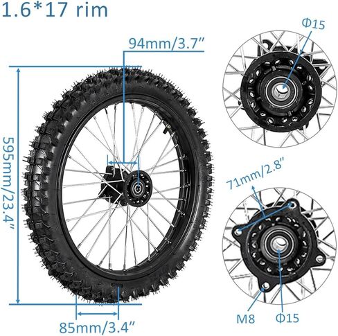 Front 70/100-17 Wheel Tire and Rim Set with Brake Disc Rotor for Dirt Pit Trail Bike in Saudi Arabia