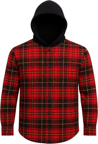 Cotton Boys Flannel Hoodie Shirt – Soft Cotton Long Sleeve for Boys (Sizes 4-18), Stylish & Comfortable in Saudi Arabia
