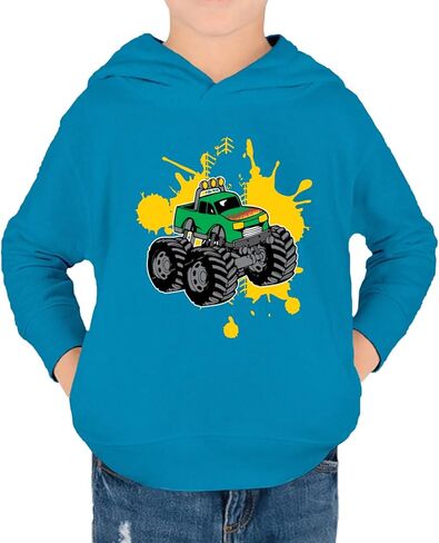 Wild Bobby Green Monster Truck with Firey Flames Cars and Trucks Toddler Pullover Fleece Hoodie in Saudi Arabia