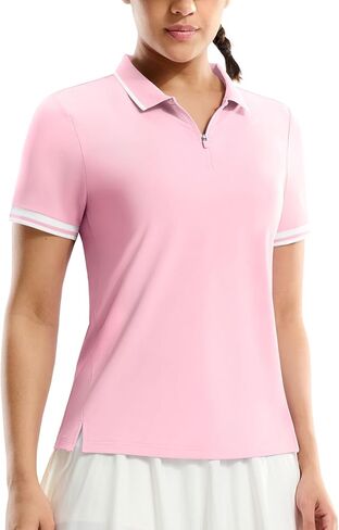 MIER Golf Polo Shirts for Women - 1/4 Zip Up Short Sleeve Tennis Tops, Dry Fit UPF 50+ Athletic Collared Shirt for Pickleball in Saudi Arabia