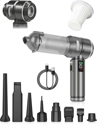 Baiwade Cordless Handheld Car Vacuum Cleaner, 15000PA High Power 2-in-1 Mini Vacuum Duster & Inflator with LED Display Screen, 3-Speed Brushless Motor for Car Care, Home, Office, Pet in Saudi Arabia