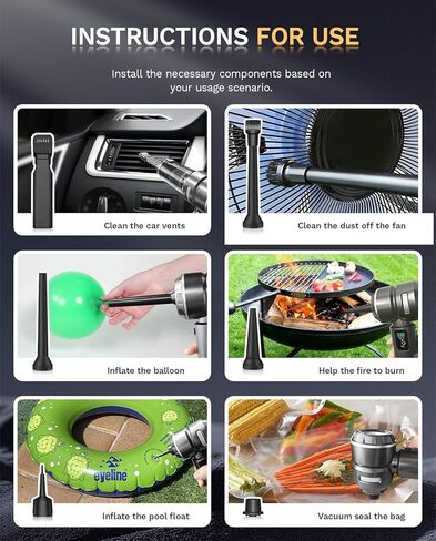 Baiwade Cordless Handheld Car Vacuum Cleaner, 15000PA High Power 2-in-1 Mini Vacuum Duster & Inflator with LED Display Screen, 3-Speed Brushless Motor for Car Care, Home, Office, Pet in Saudi Arabia