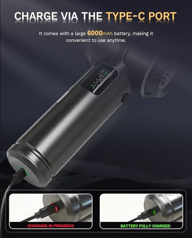 Baiwade Cordless Handheld Car Vacuum Cleaner, 15000PA High Power 2-in-1 Mini Vacuum Duster & Inflator with LED Display Screen, 3-Speed Brushless Motor for Car Care, Home, Office, Pet in Saudi Arabia