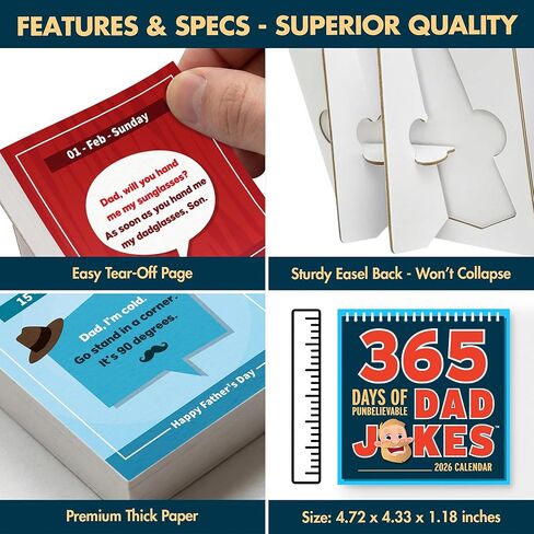 Desk Calendar 2026-365 Days of Punbelievable Jokes - Gifts for Dad from Daughter, Son - Dad Birthday Gifts, Dad Gifts - Stocking Stuffers for Men, Dad - Funny Daily Calendar 2026, Page A Day 2026 in Kuwait
