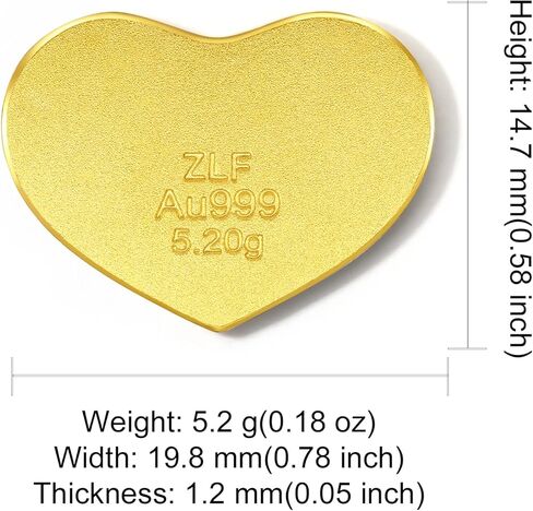 24K Solid Gold Heart, 5.2g, I Love You, Real Gold Jewelry Gifts, Love Charm Ingot Pendant Anniversary Wishes Gift for Women Men Wife in Saudi Arabia