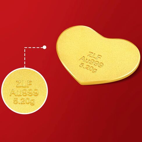 24K Solid Gold Heart, 5.2g, I Love You, Real Gold Jewelry Gifts, Love Charm Ingot Pendant Anniversary Wishes Gift for Women Men Wife in Saudi Arabia
