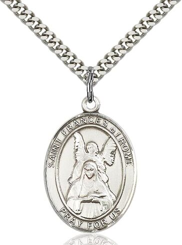 Bonyak Jewelry Sterling Silver St. Frances of Rome Pendant, Size 1 x 3/4 inches - Catholic Inspirations in Saudi Arabia