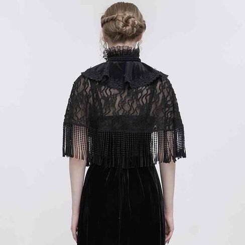 Gothic Lace Fringe Cape Shawl Perfect for Halloween Cosplay Gothic Style in Saudi Arabia