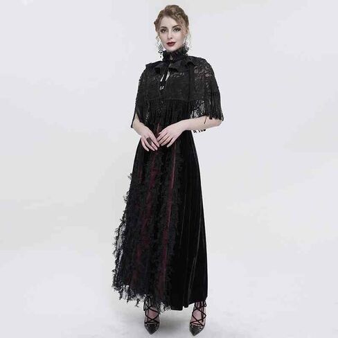 Gothic Lace Fringe Cape Shawl Perfect for Halloween Cosplay Gothic Style in Saudi Arabia