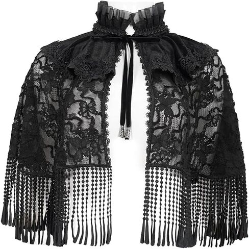 Gothic Lace Fringe Cape Shawl Perfect for Halloween Cosplay Gothic Style in Saudi Arabia