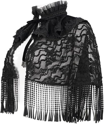 Gothic Lace Fringe Cape Shawl Perfect for Halloween Cosplay Gothic Style in Saudi Arabia
