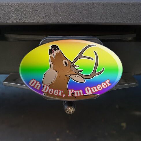الرسومات والمزيد أوه الغزلان أنا Queer قوس قزح فخر مثلي الجنس مثليه مضحك البيضاوي سحب وصلة مقطورة غطاء المكونات إدراج in Kuwait