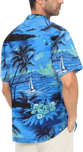 Hawaiian Shirt for Men with Pocket - Button Down Wrinkle-Resistant for Beach, Pool Parties (S-4XL) in Saudi Arabia