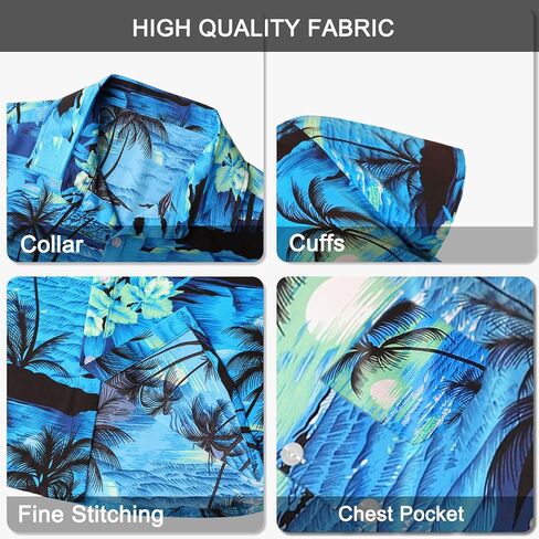 Hawaiian Shirt for Men with Pocket - Button Down Wrinkle-Resistant for Beach, Pool Parties (S-4XL) in Saudi Arabia