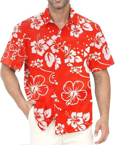 Hawaiian Shirt for Men with Pocket - Button Down Wrinkle-Resistant for Beach, Pool Parties (S-4XL) in Saudi Arabia