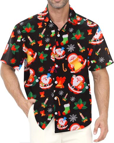 Hawaiian Shirt for Men with Pocket - Button Down Wrinkle-Resistant for Beach, Pool Parties (S-4XL) in Saudi Arabia