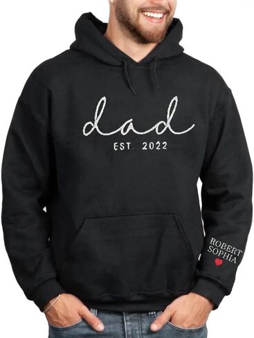 IZI POD Personalized Dad Embroidered Hoodie with Kids Names, Dad Sweatshirt, Gift for Father's Day, Birthday, Christmas in Saudi Arabia
