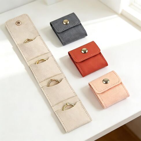 6 Pack Mini Jewelry Travel Case, Leather Foldable Organizer Pouch for Earrings Necklaces Rings, Portable Jewelry Bag for Women Girls in Saudi Arabia