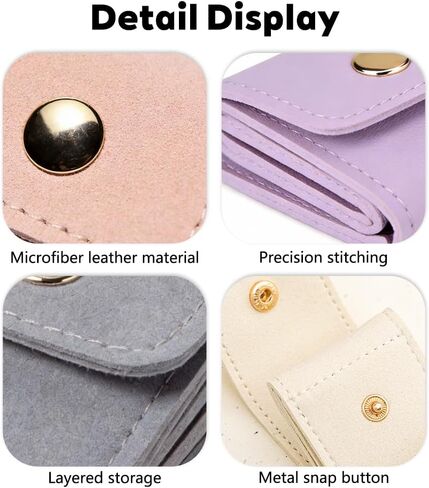 6 Pack Mini Jewelry Travel Case, Leather Foldable Organizer Pouch for Earrings Necklaces Rings, Portable Jewelry Bag for Women Girls in Saudi Arabia
