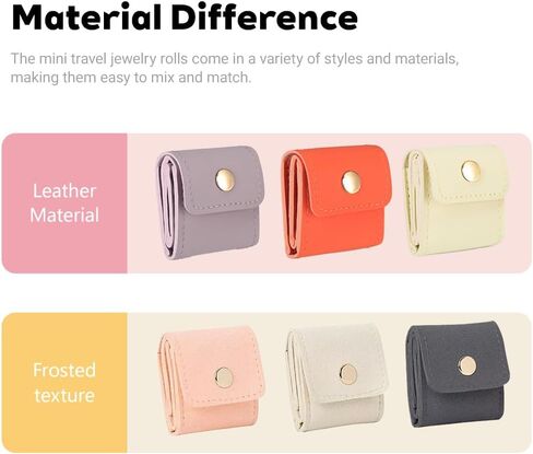 6 Pack Mini Jewelry Travel Case, Leather Foldable Organizer Pouch for Earrings Necklaces Rings, Portable Jewelry Bag for Women Girls in Saudi Arabia