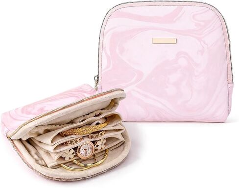 findtime Mini Travel Jewelry Organizer Bag Portable Travel Jewelry Case Small Bag Organizer Pouch for Traveling and Storage for Earring, Ring, Necklace, Bracelet with Velvet Lining in Saudi Arabia