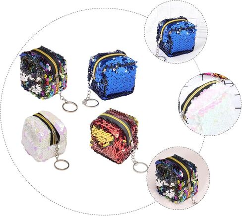 4pcs Coin Purse Set with 2-tone Sequin, Small Change Storage Pouches, Versatile Pocket Wallets for Boys, Sturdy ’ Coin Bags for Travel and Daily Use in Saudi Arabia