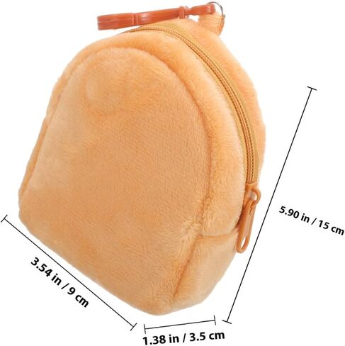 Candy Color Plush Coin Purse Keychain Pouch for Boys Small Cartoon Travel Organizer Cute Brown Plush Mini Wallet Portable Storage Bag in Kuwait