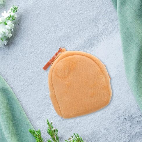 Candy Color Plush Coin Purse Keychain Pouch for Boys Small Cartoon Travel Organizer Cute Brown Plush Mini Wallet Portable Storage Bag in Kuwait
