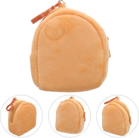 Candy Color Plush Coin Purse Keychain Pouch for Boys Small Cartoon Travel Organizer Cute Brown Plush Mini Wallet Portable Storage Bag in Kuwait