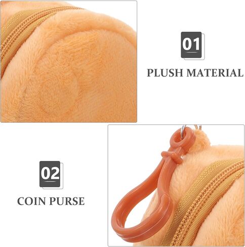 Candy Color Plush Coin Purse Keychain Pouch for Boys Small Cartoon Travel Organizer Cute Brown Plush Mini Wallet Portable Storage Bag in Kuwait