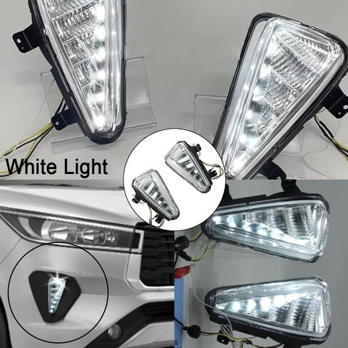 Daytime Running Light Lamp with Dynamic Sequential Turn Signal, Dual Color LED Front Bumper DRL Fog Driving Light, 2020-2021 Compatible with Toyota Innova in Saudi Arabia