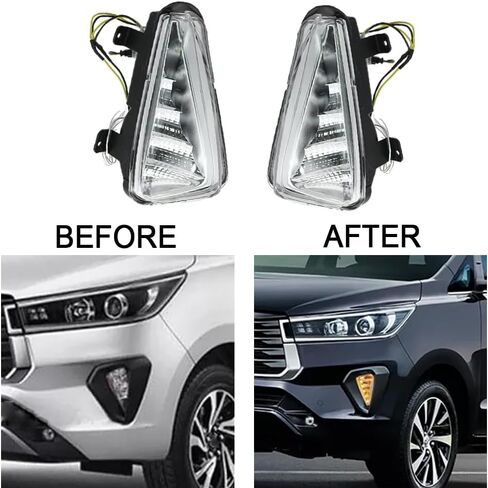 Daytime Running Light Lamp with Dynamic Sequential Turn Signal, Dual Color LED Front Bumper DRL Fog Driving Light, 2020-2021 Compatible with Toyota Innova in Saudi Arabia