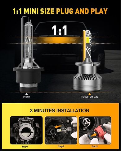 مصابيح D2S، إضاءة الطرق الوعرة لوحدات الإضاءة النهارية، حزمة من 2 in Kuwait