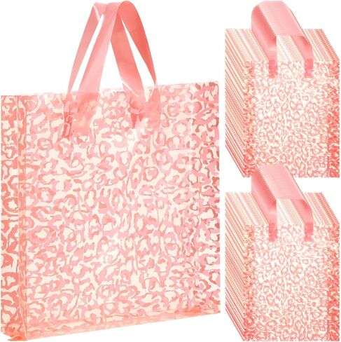 Woanger 100 Pcs Leopard Print Bag, Cheetah Shopping Bags for Small Business with Handles, Leopard Cheetah Theme Party Favor in Saudi Arabia