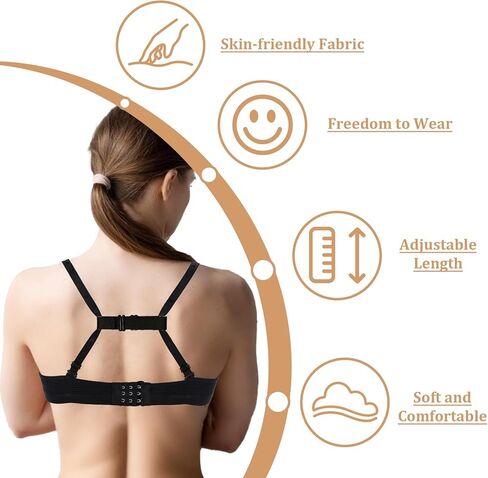 6 Pcs Women's Bra Strap Extender Non-Slip Bra Strap Holders for Slipping Elastic Adjustable Bra Strap Clips for Racerback Conceal Straps, Width 1cm (Black, White, Skin Color) in Saudi Arabia