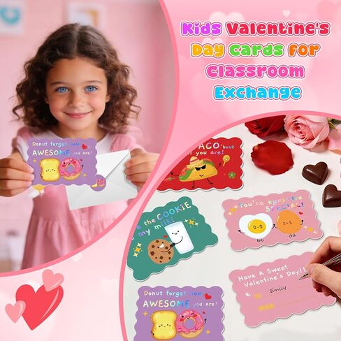 36 Pack Valentines Day Cards for Kids School, Gold Foil 4.7x3.2in Cute Classroom Cards with Envelopes & Stickers, 9 Fun Designs for School Exchange, Perfect for Kids, Friends, and Valentine’s Day Parties in Saudi Arabia